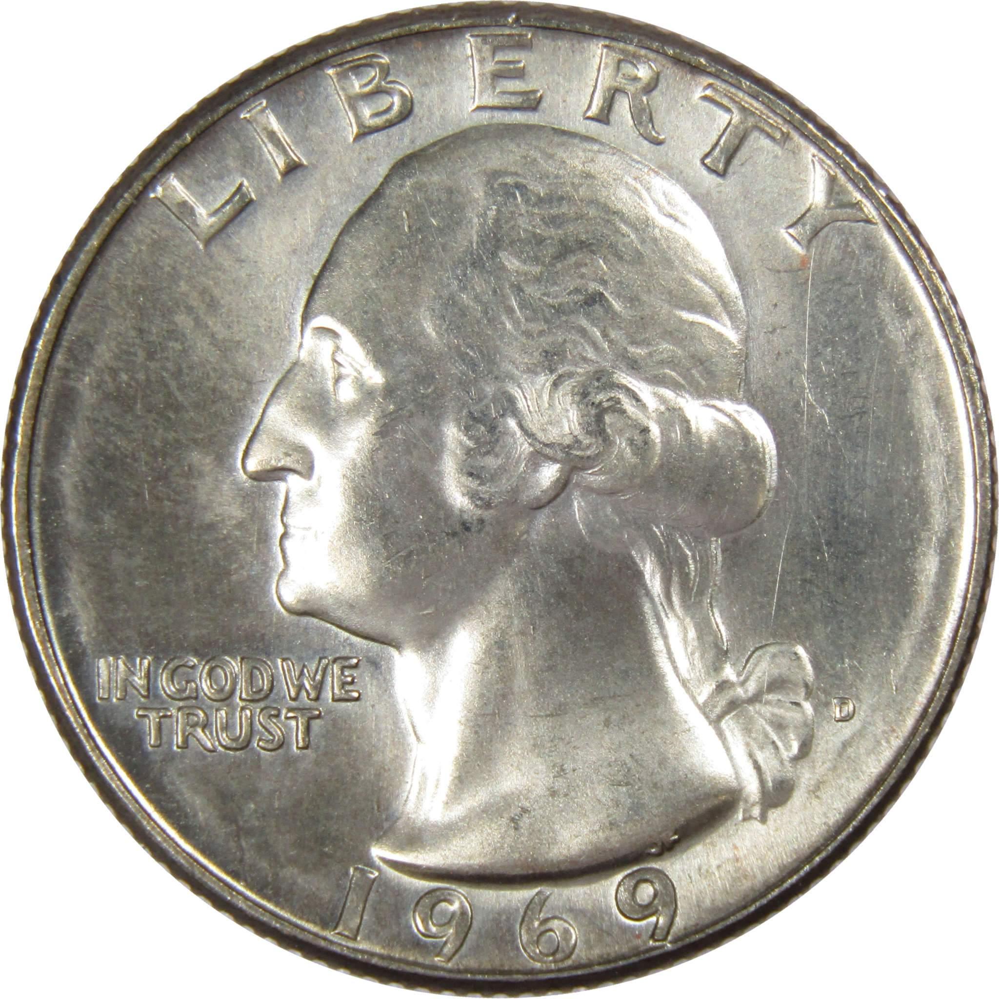 1969 D Washington Quarter BU Uncirculated Mint State 25c US Coin Collectible