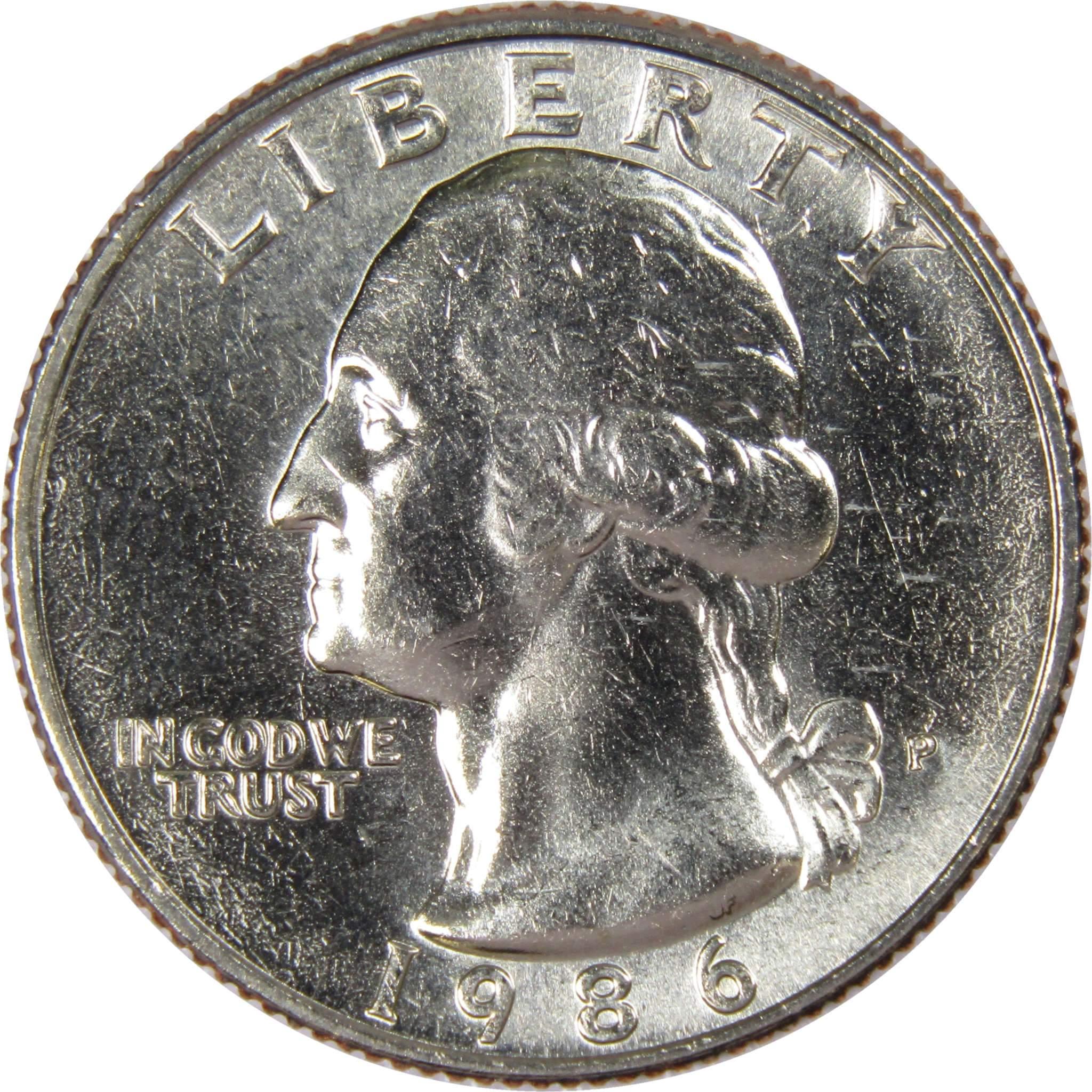 1986 P Washington Quarter BU Uncirculated Mint State 25c US Coin Collectible