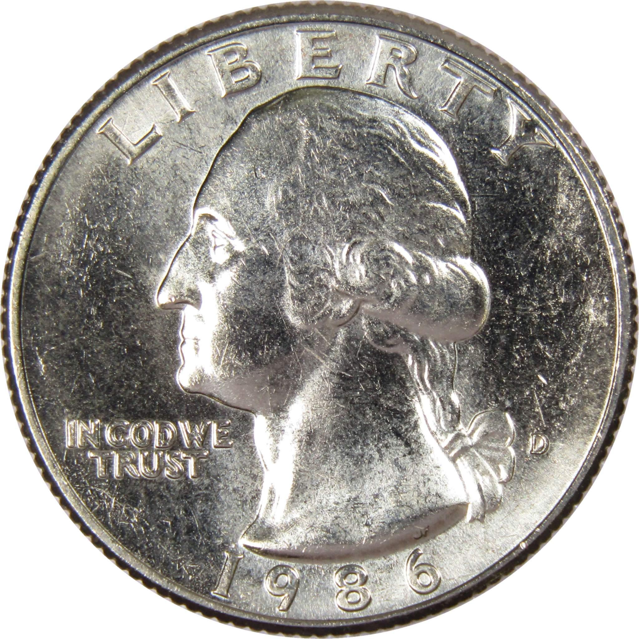 1986 D Washington Quarter BU Uncirculated Mint State 25c US Coin Collectible