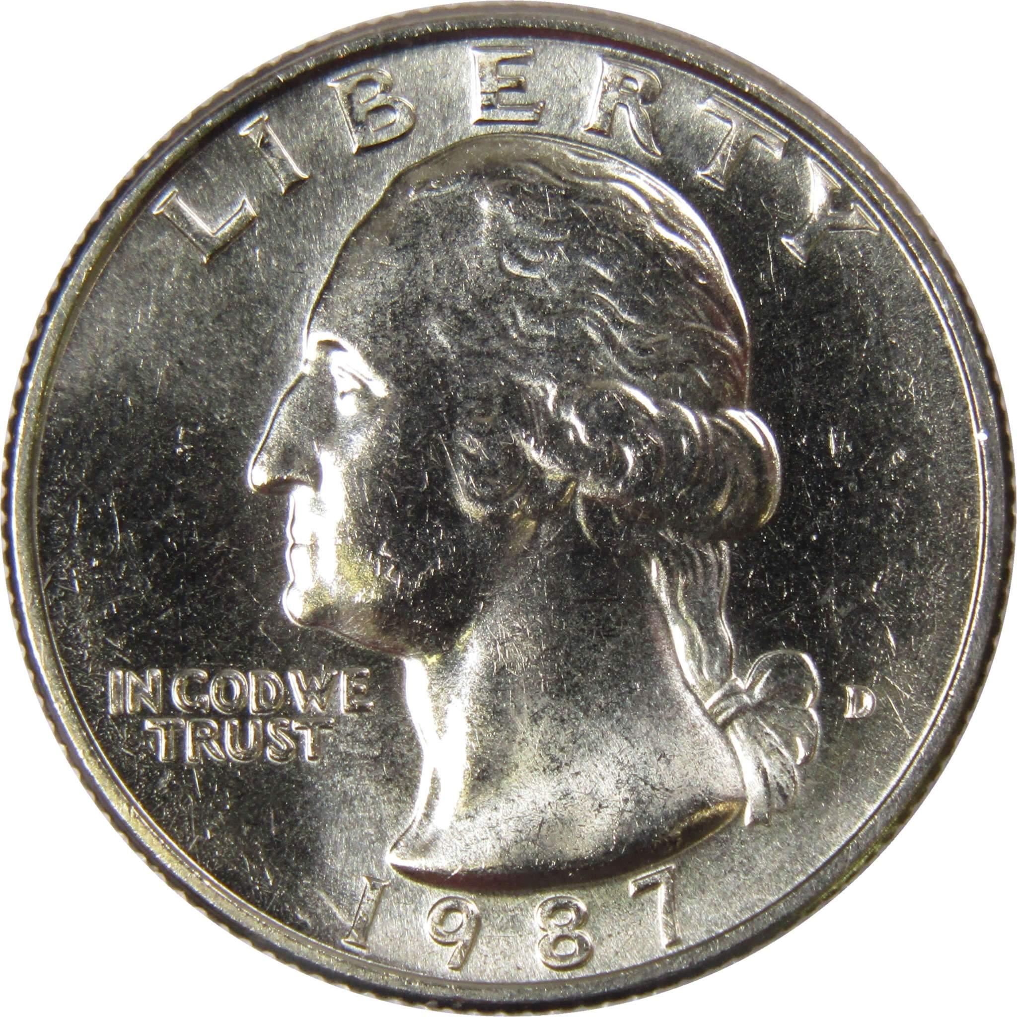 1987 D Washington Quarter BU Uncirculated Mint State 25c US Coin Collectible