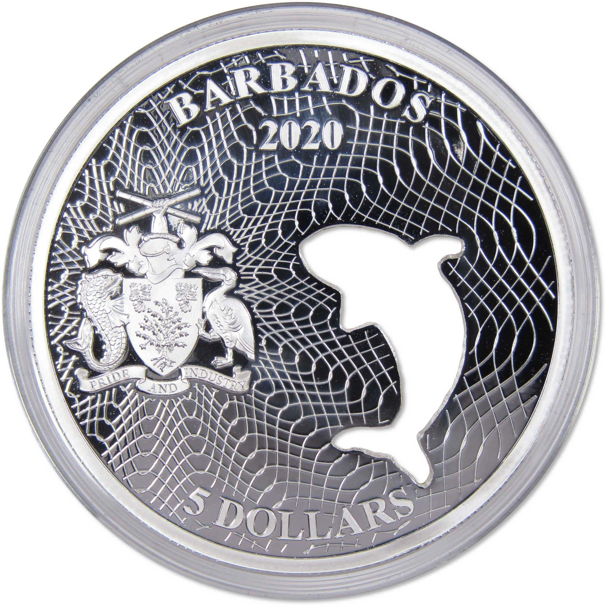 Shapes of America Orca 1 oz .999 Silver $5 Proof-Like Coin 2020 Barbados COA