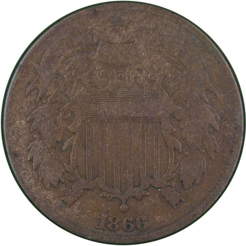 1866 Two Cent Piece VG Very Good Bronze 2c US Type Coin Collectible - Profile Coins & Collectibles 