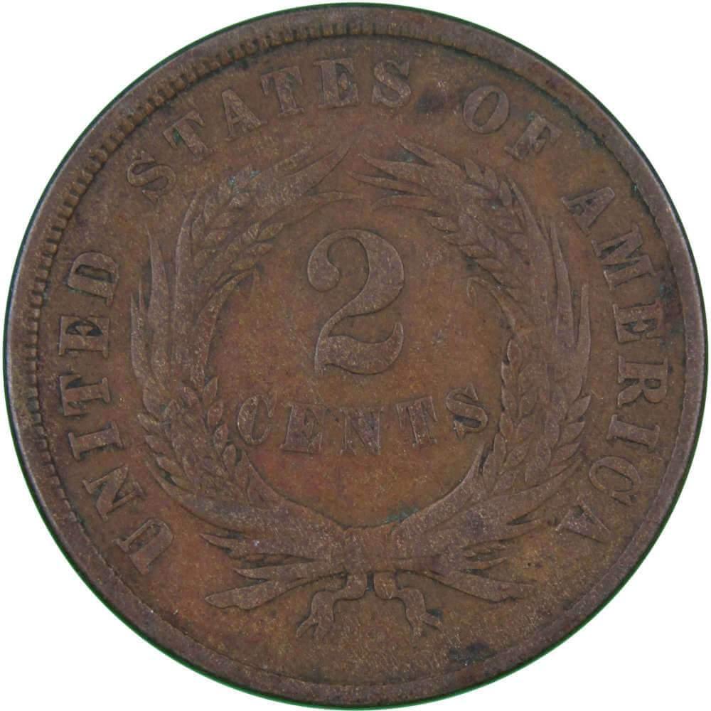 1866 Two Cent Piece VG Very Good Bronze 2c US Type Coin Collectible