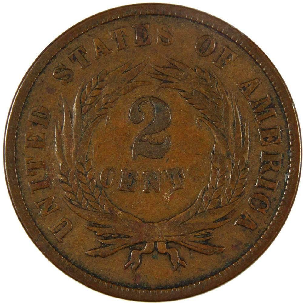 1867 Two Cent Piece F Fine Bronze 2c US Type Coin Collectible