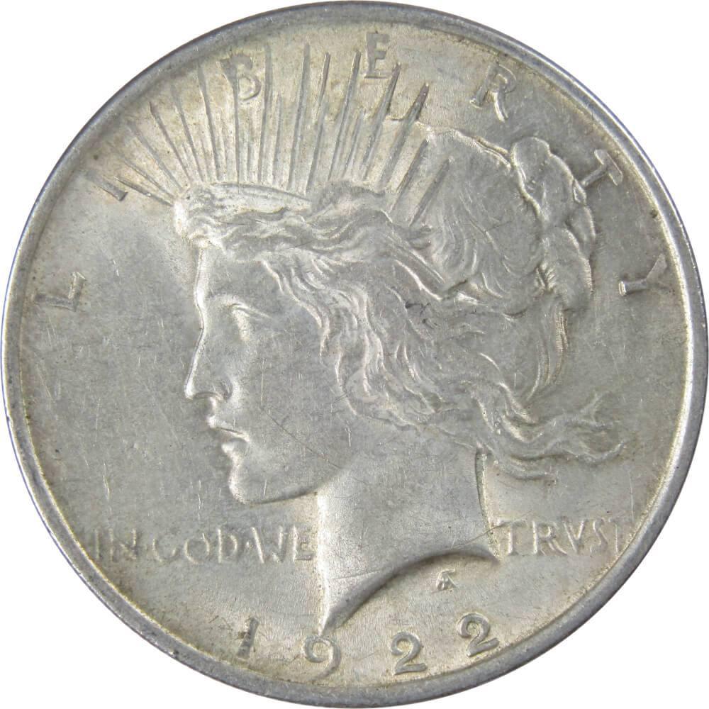 1922 Peace Dollar AU About Uncirculated 90% Silver $1 US Coin Collectible