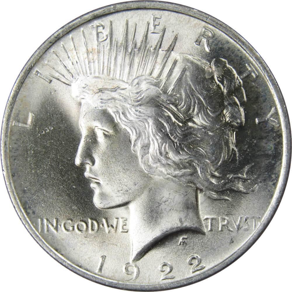 1922 Peace Dollar BU Uncirculated Mint State 90% Silver $1 US Coin Collectible