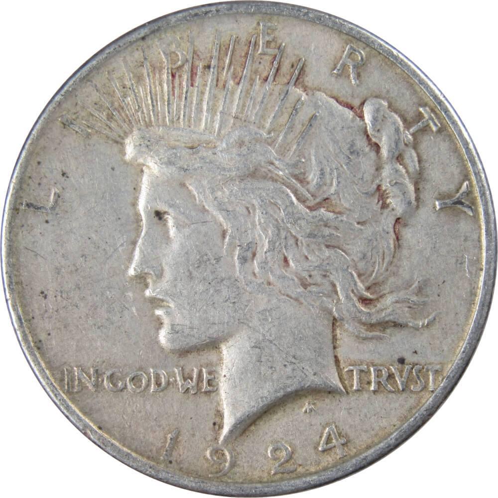 1924 Peace Dollar VF Very Fine 90% Silver $1 US Coin Collectible