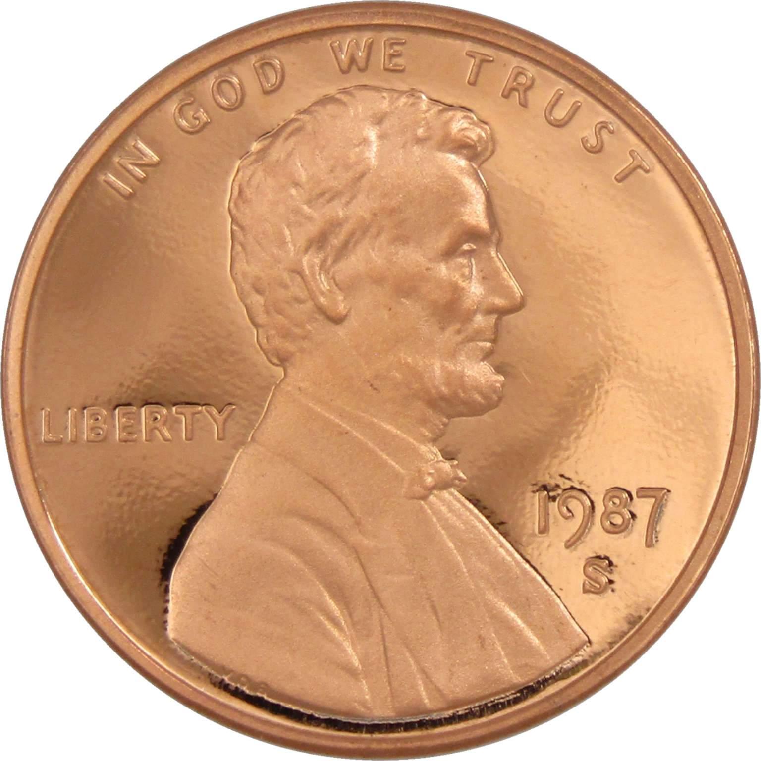 1987 S Lincoln Memorial Cent Choice Proof Penny 1c Coin Collectible