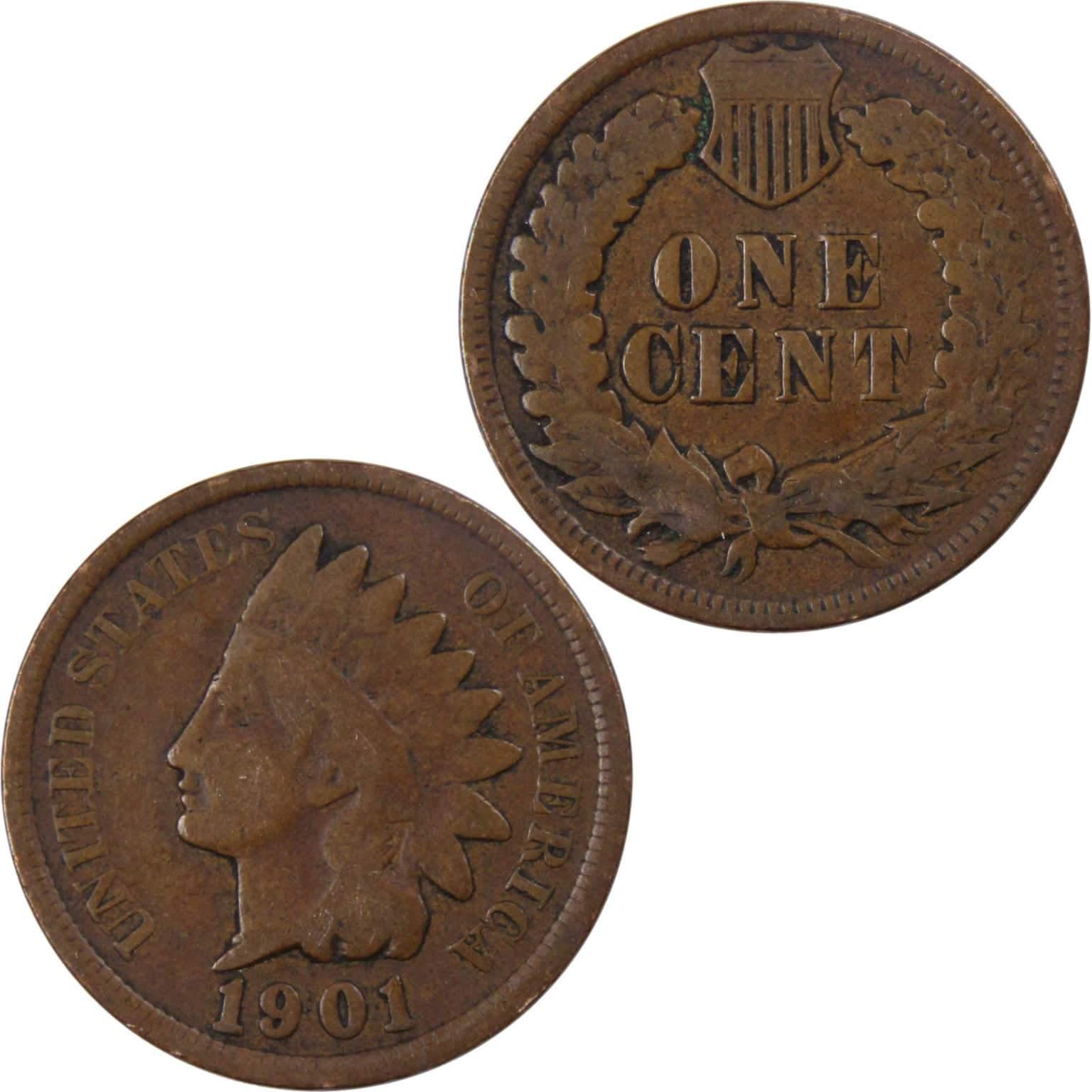 1901 Indian Head Cent G Good Bronze Penny 1c Coin Collectible