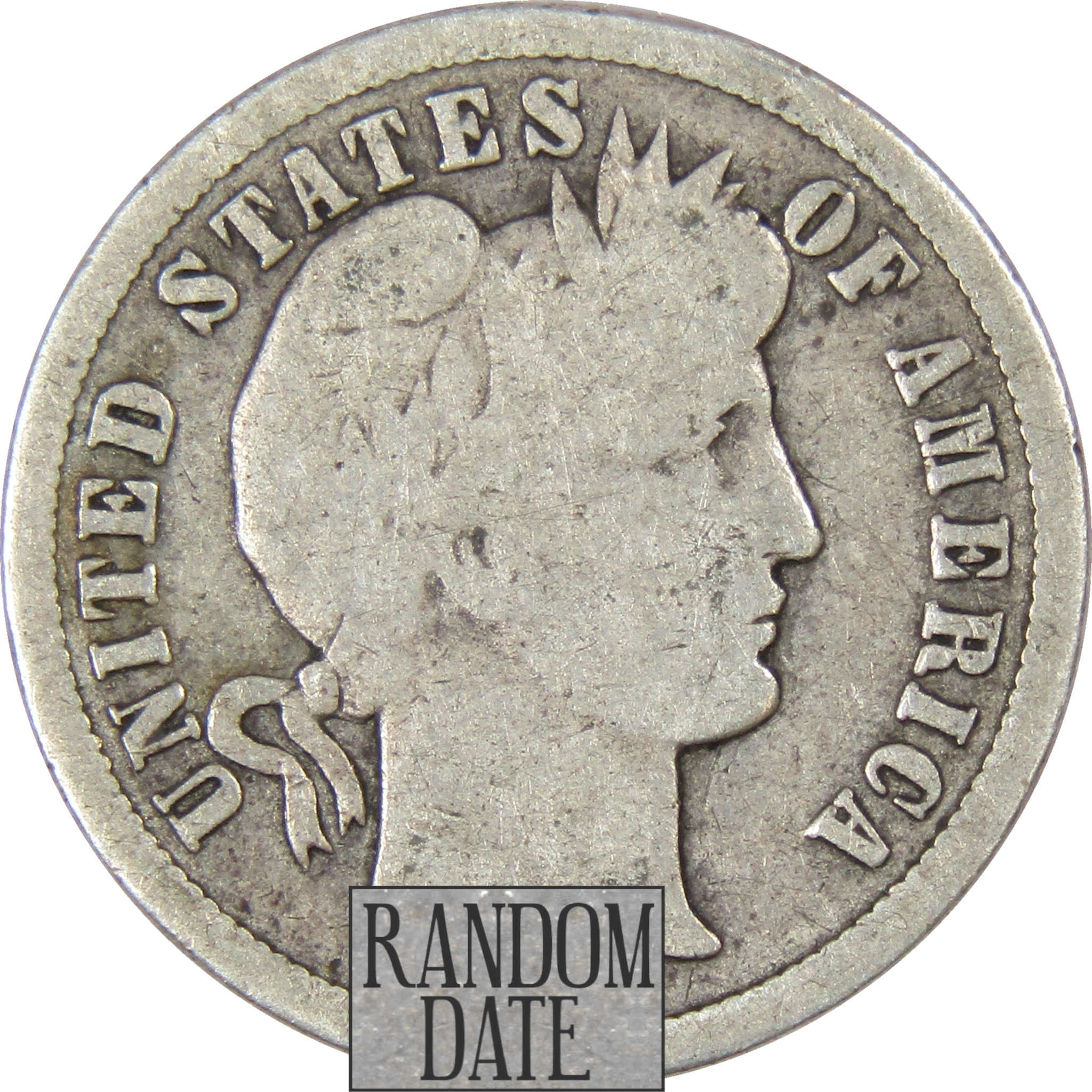 Barber Dime G Good Random Date 90% Silver 10c US Type Coin Collectible