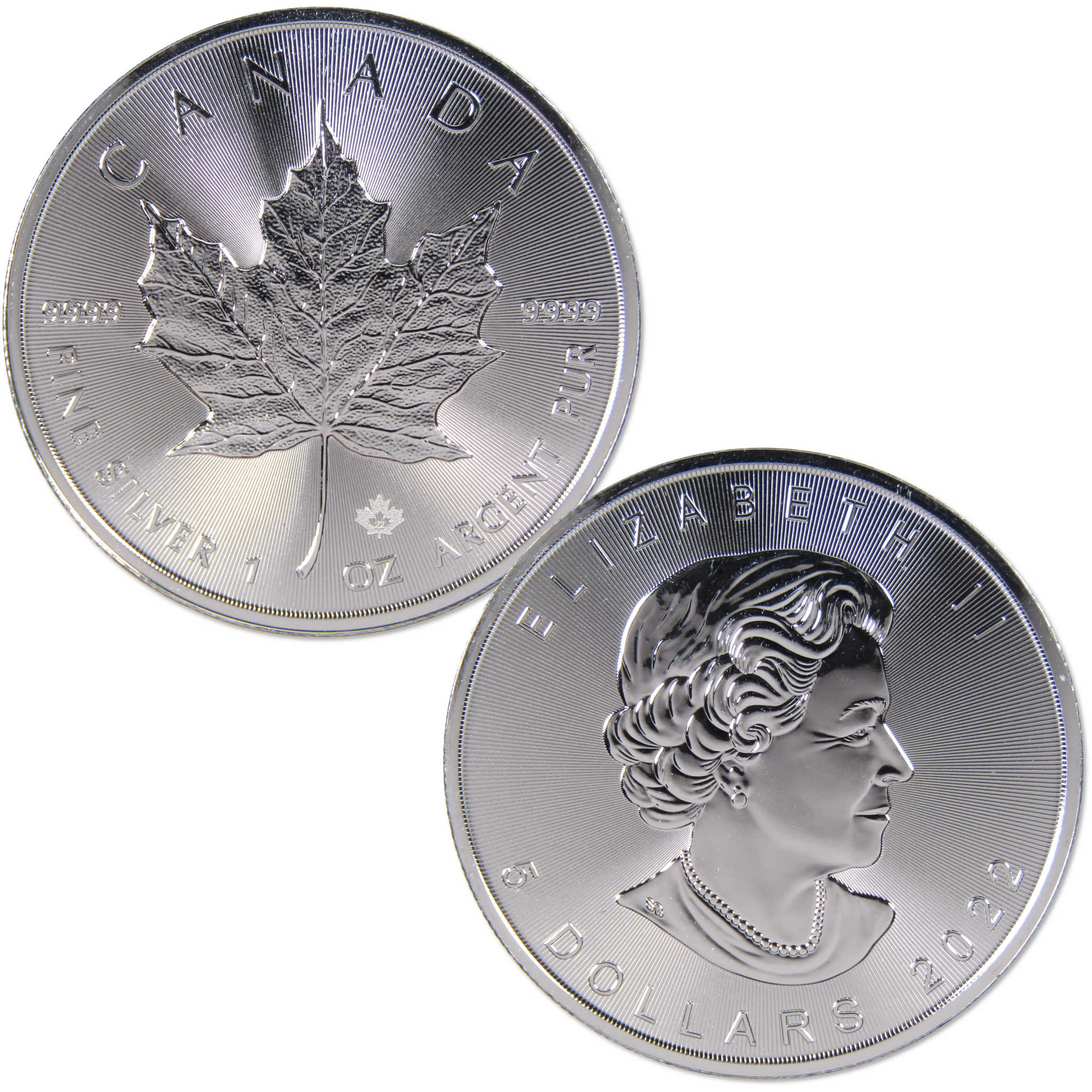 2022 Canadian Maple Leaf BU Brilliant Uncirculated 1 oz .9999 Silver $5 Coin
