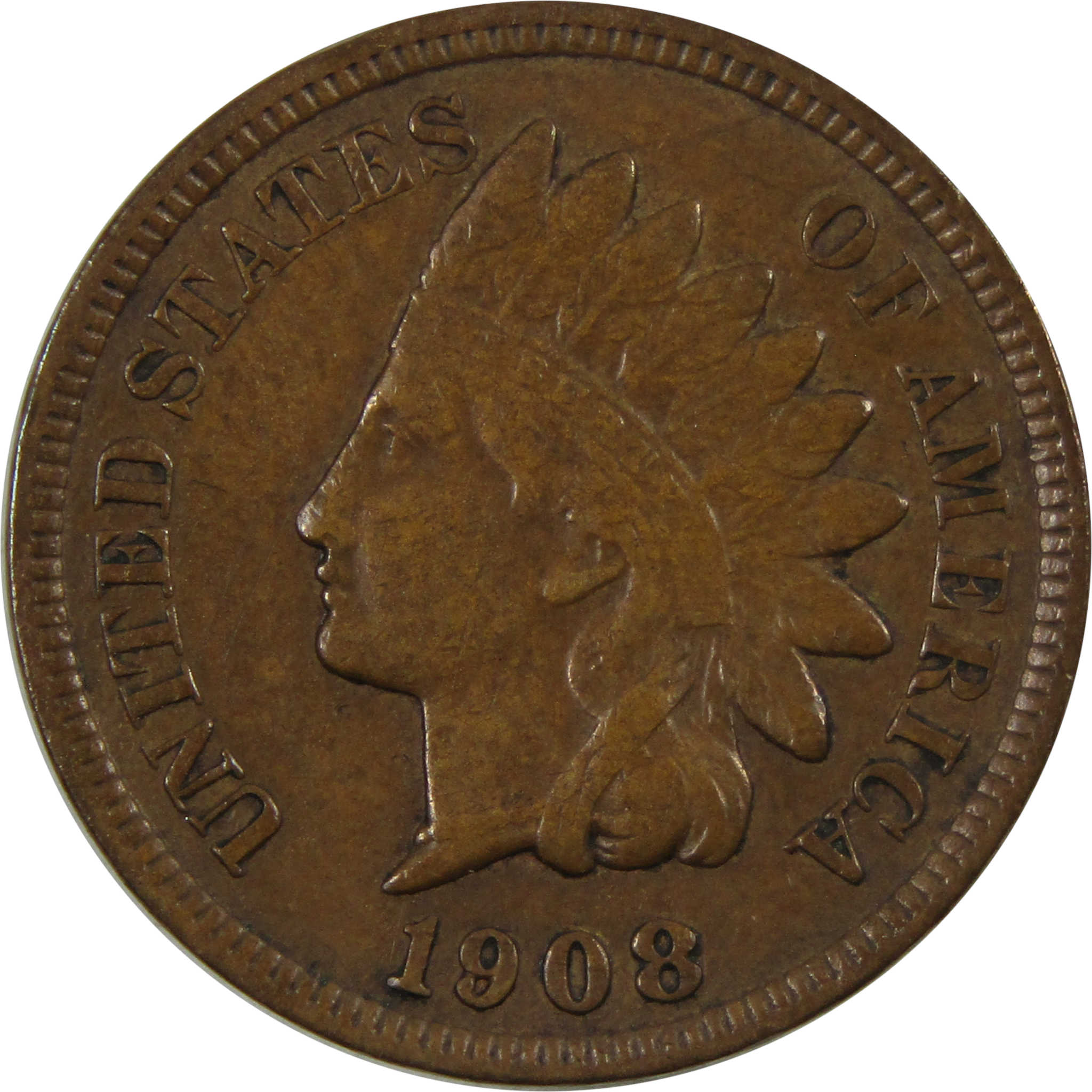1908 S Indian Head Cent XF EF Extremely Fine Penny 1c Coin SKU:I4758