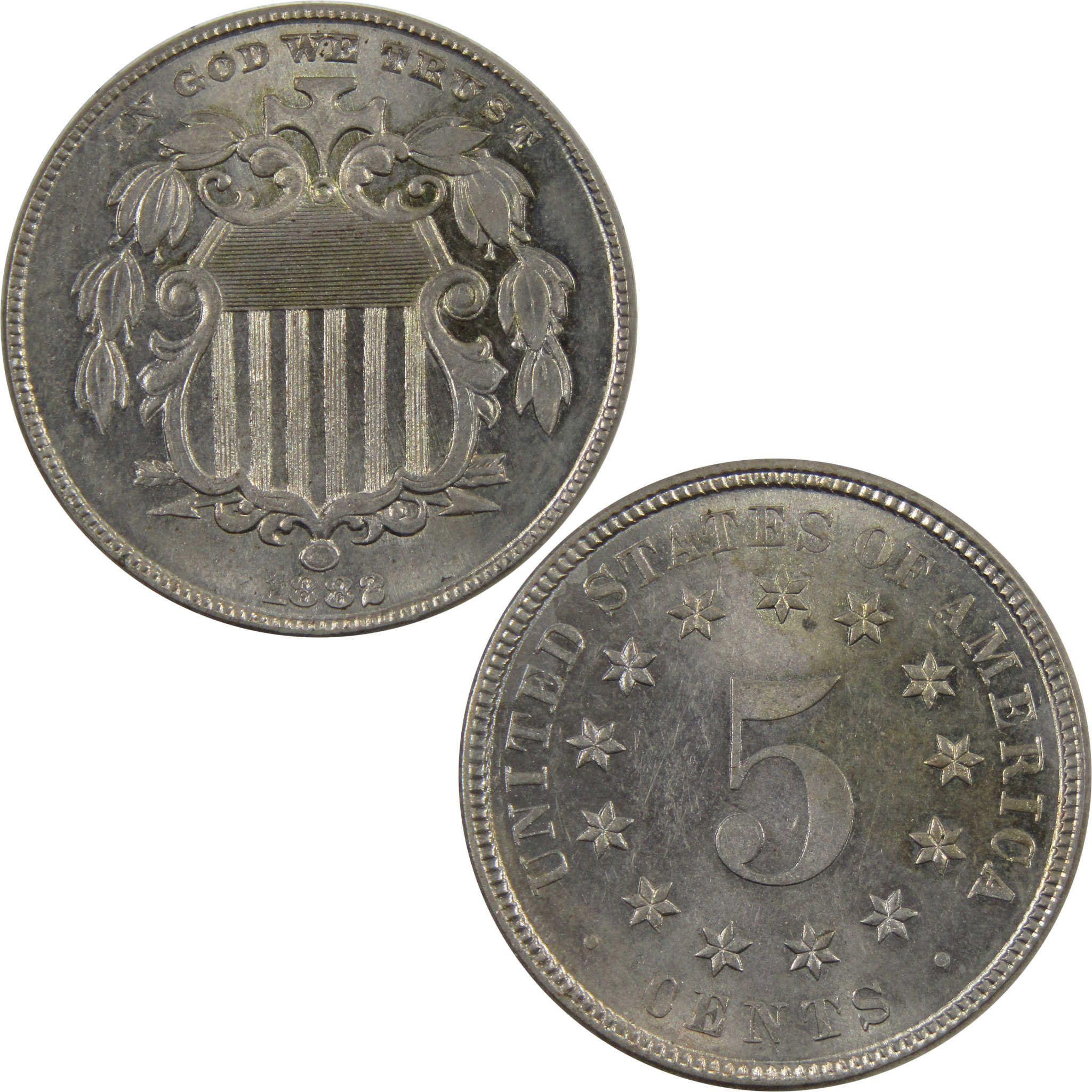 1882 Shield Nickel BU Choice Uncirculated 5c Coin SKU:I5058