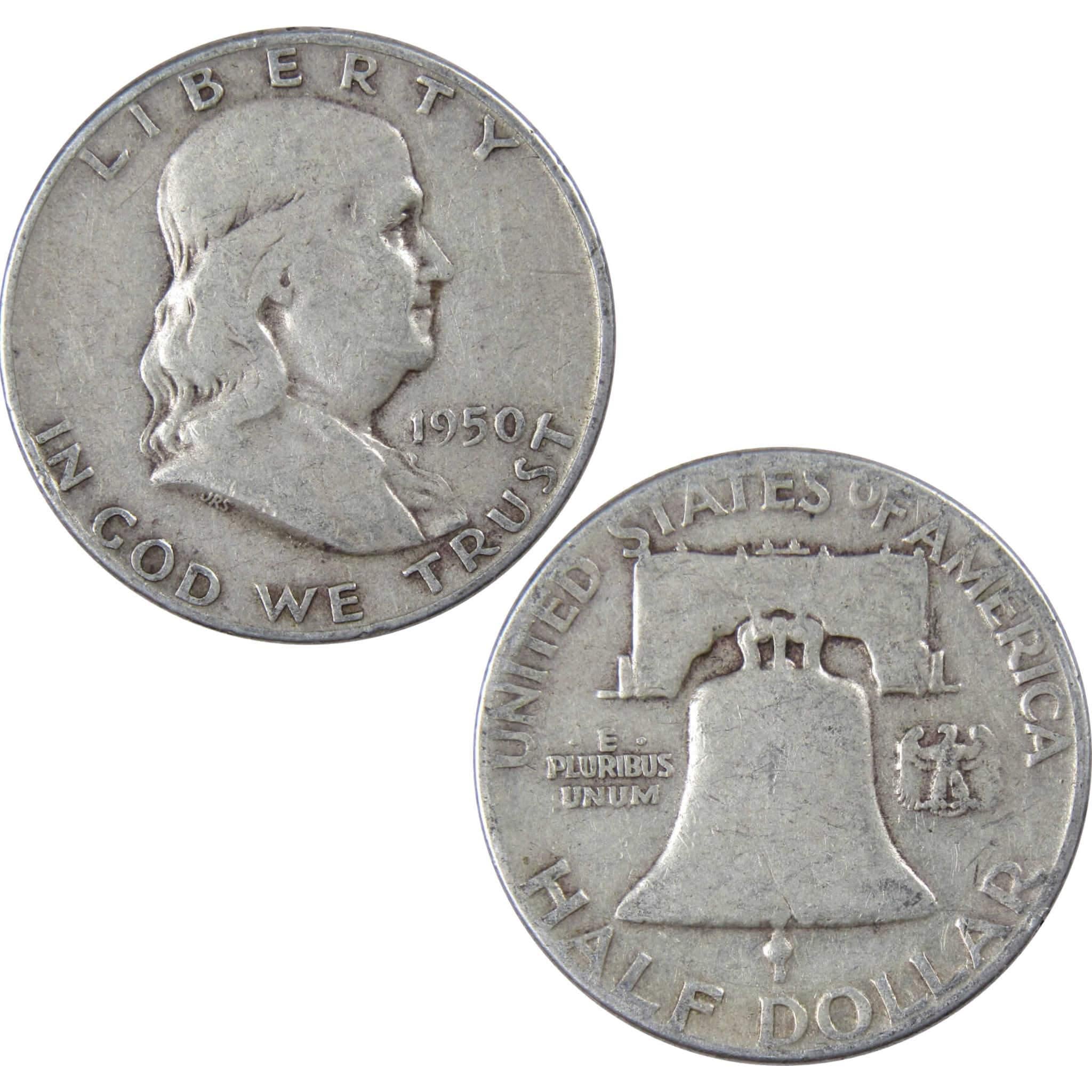 1950 Franklin Half Dollar VG Very Good 90% Silver 50c US Coin Collectible