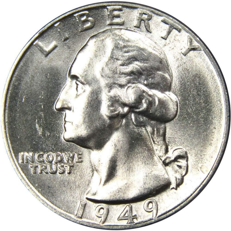 1949 Washington Quarter BU Uncirculated Mint State 90% Silver 25c US Coin - Washington Quarters for Sale - Profile Coins &amp; Collectibles