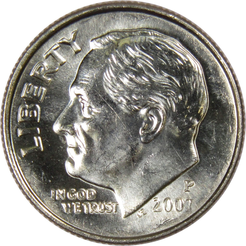 2007 P Roosevelt Dime BU Uncirculated Mint State 10c US Coin Collectible - Roosevelt coin - Profile Coins &amp; Collectibles