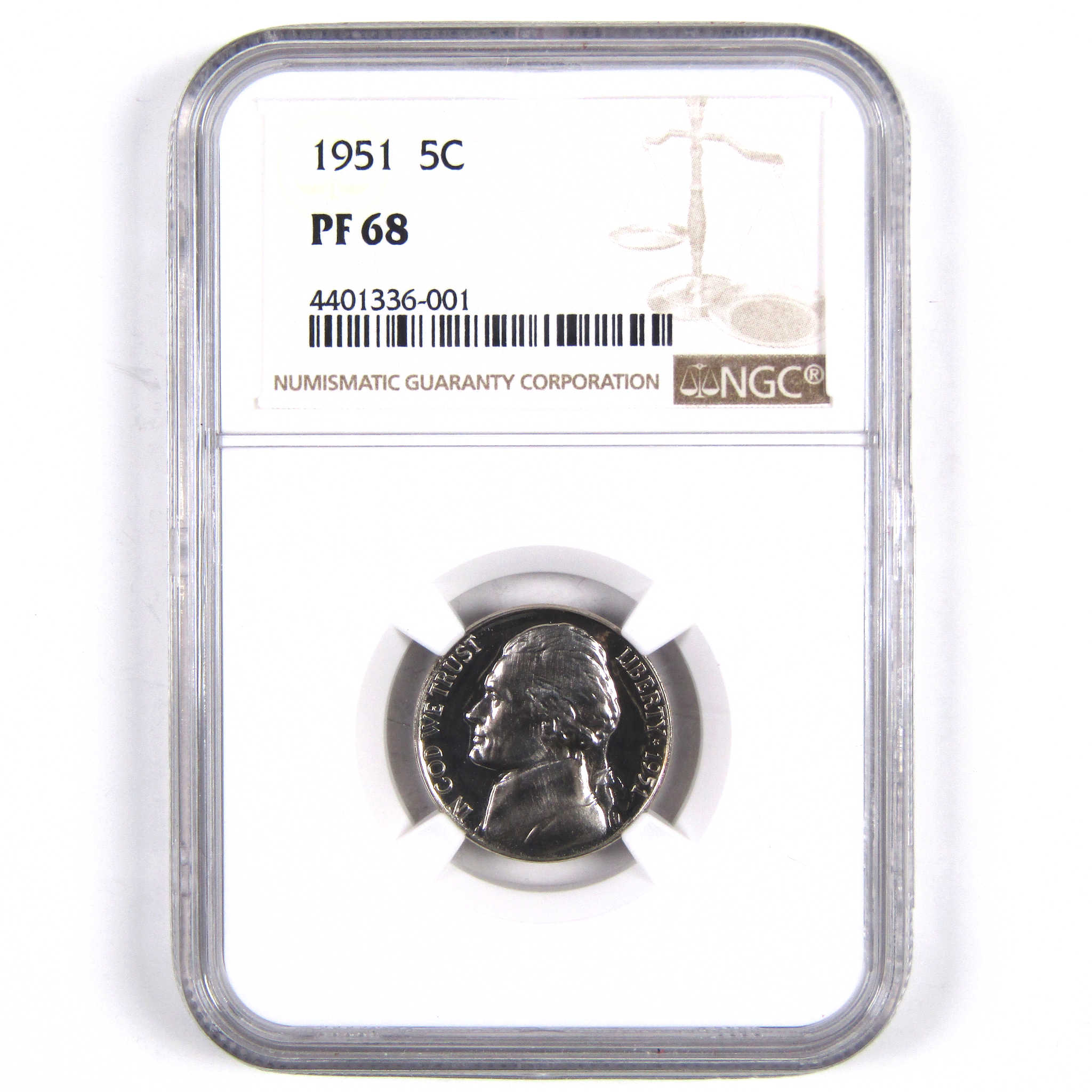 1951 Jefferson Nickel 5 Cent Piece PF 68 NGC 5c Proof Coin SKU:I2839