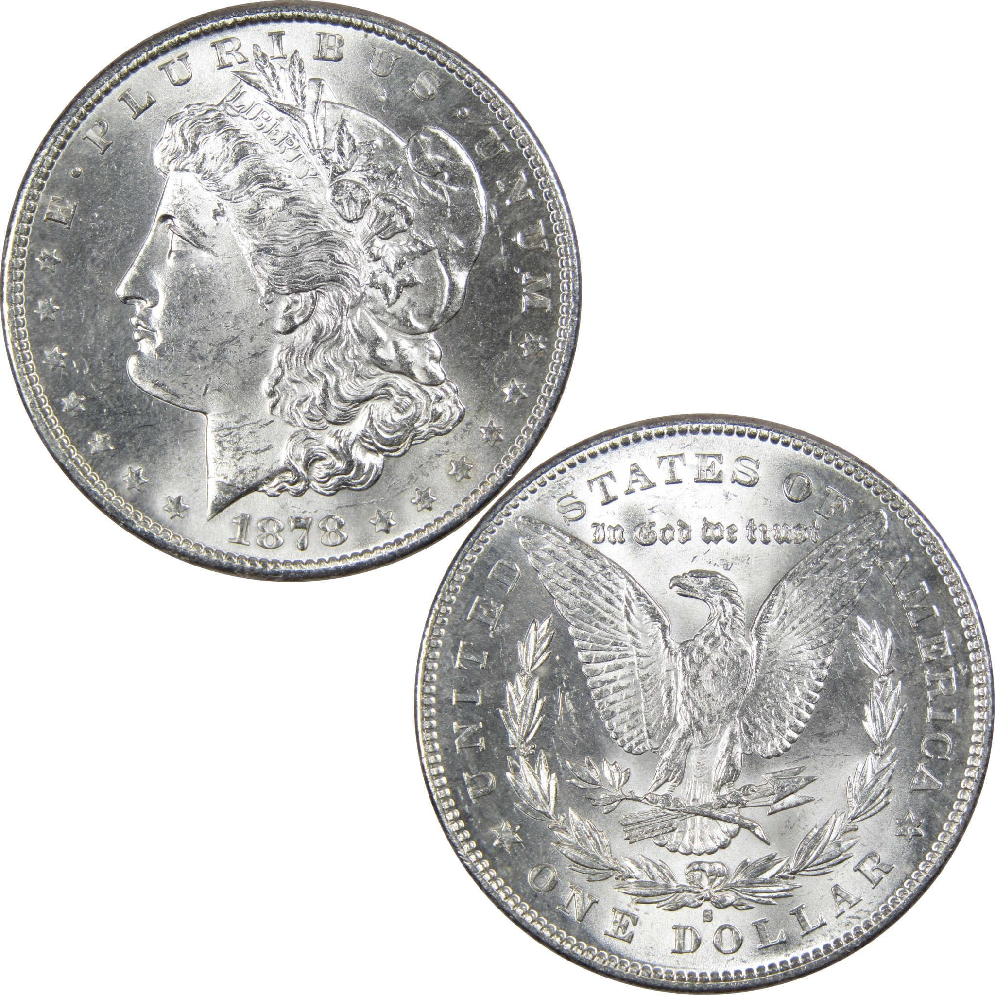 1878 S Morgan Dollar BU Uncirculated Mint State 90% Silver $1 US Coin - Morgan coin - Morgan silver dollar - Morgan silver dollar for sale - Profile Coins &amp; Collectibles