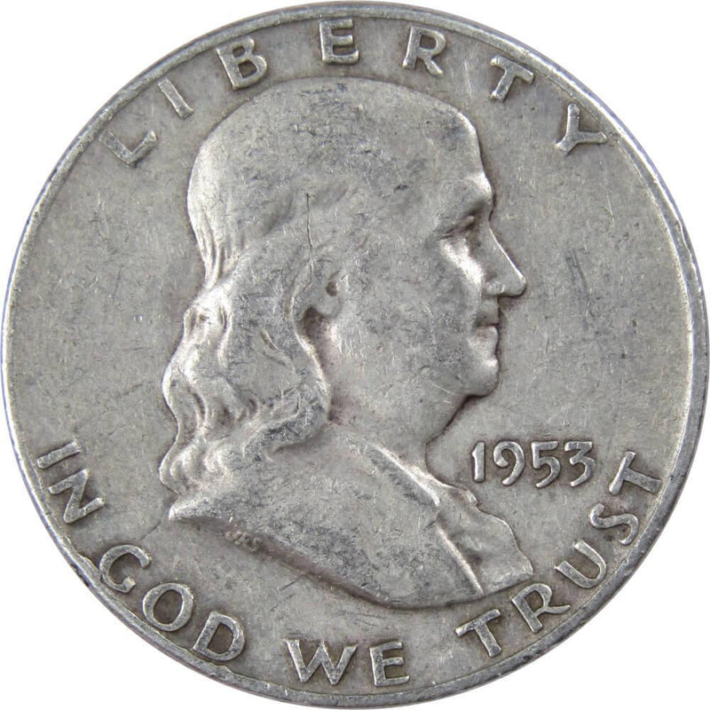 1953 D Franklin Half Dollar F Fine 90% Silver 50c US Coin Collectible - Franklin Half Dollar - Franklin half dollars - Franklin coins - Profile Coins &amp; Collectibles