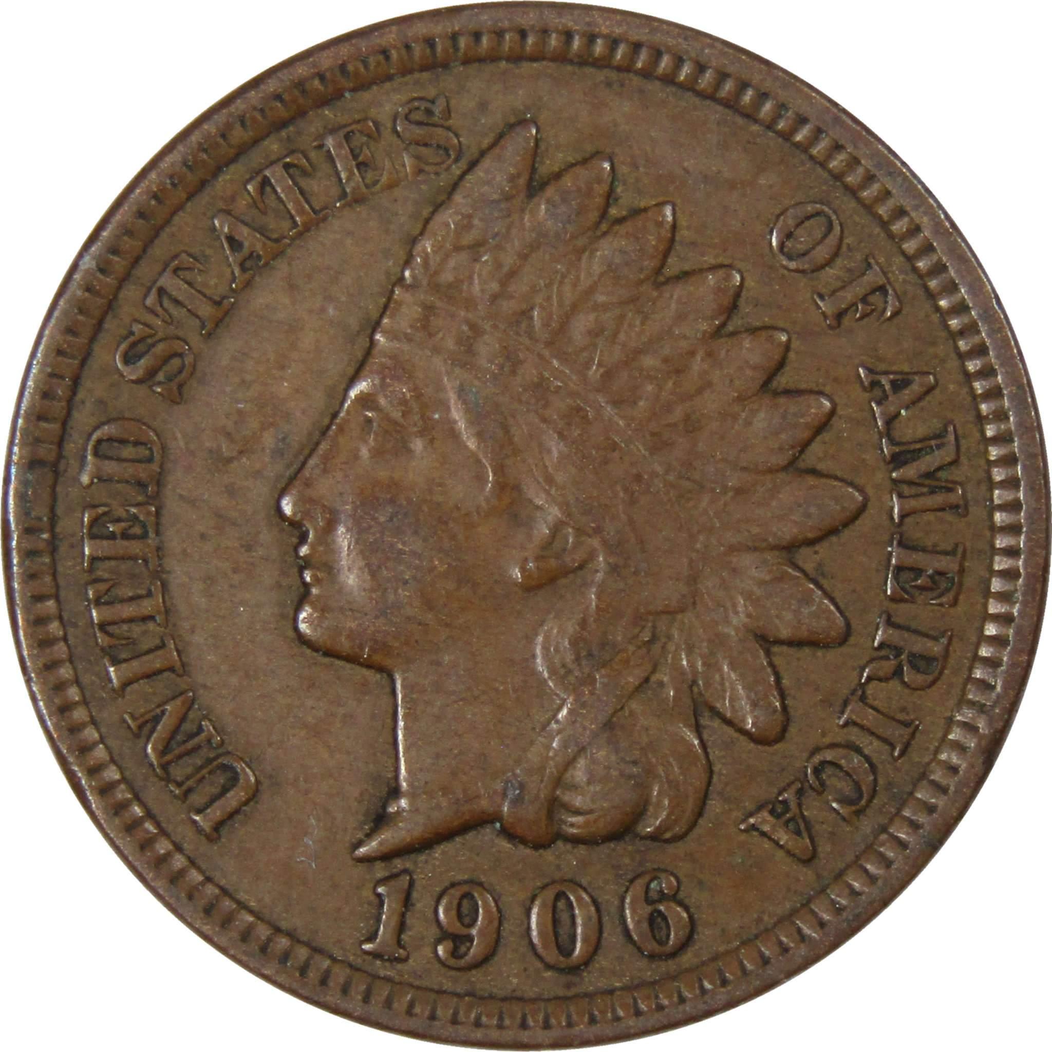 1906 Indian Head Cent XF EF Extremely Fine Bronze Penny 1c Coin Collectible