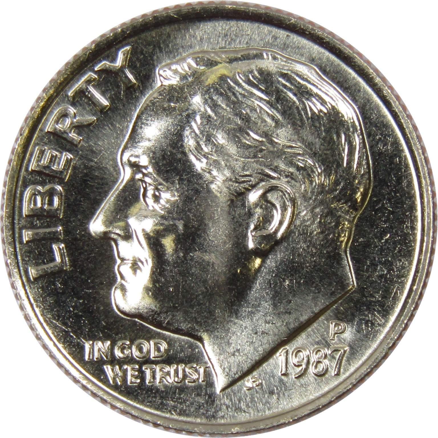 1987 P Roosevelt Dime BU Uncirculated Mint State 10c US Coin Collectible