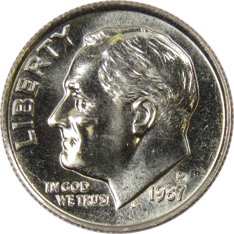 1987 P Roosevelt Dime BU Uncirculated Mint State 10c US Coin Collectible - Roosevelt coin - Profile Coins &amp; Collectibles