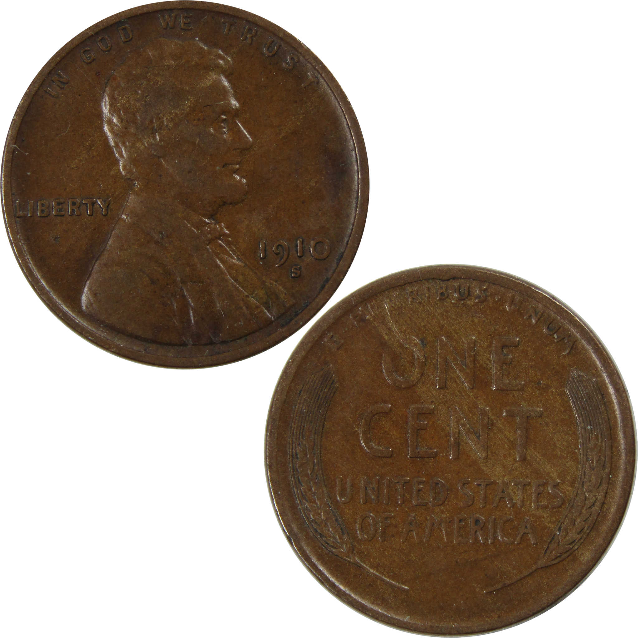1910 S Lincoln Wheat Cent VF Very Fine Penny 1c Coin SKU:I5024