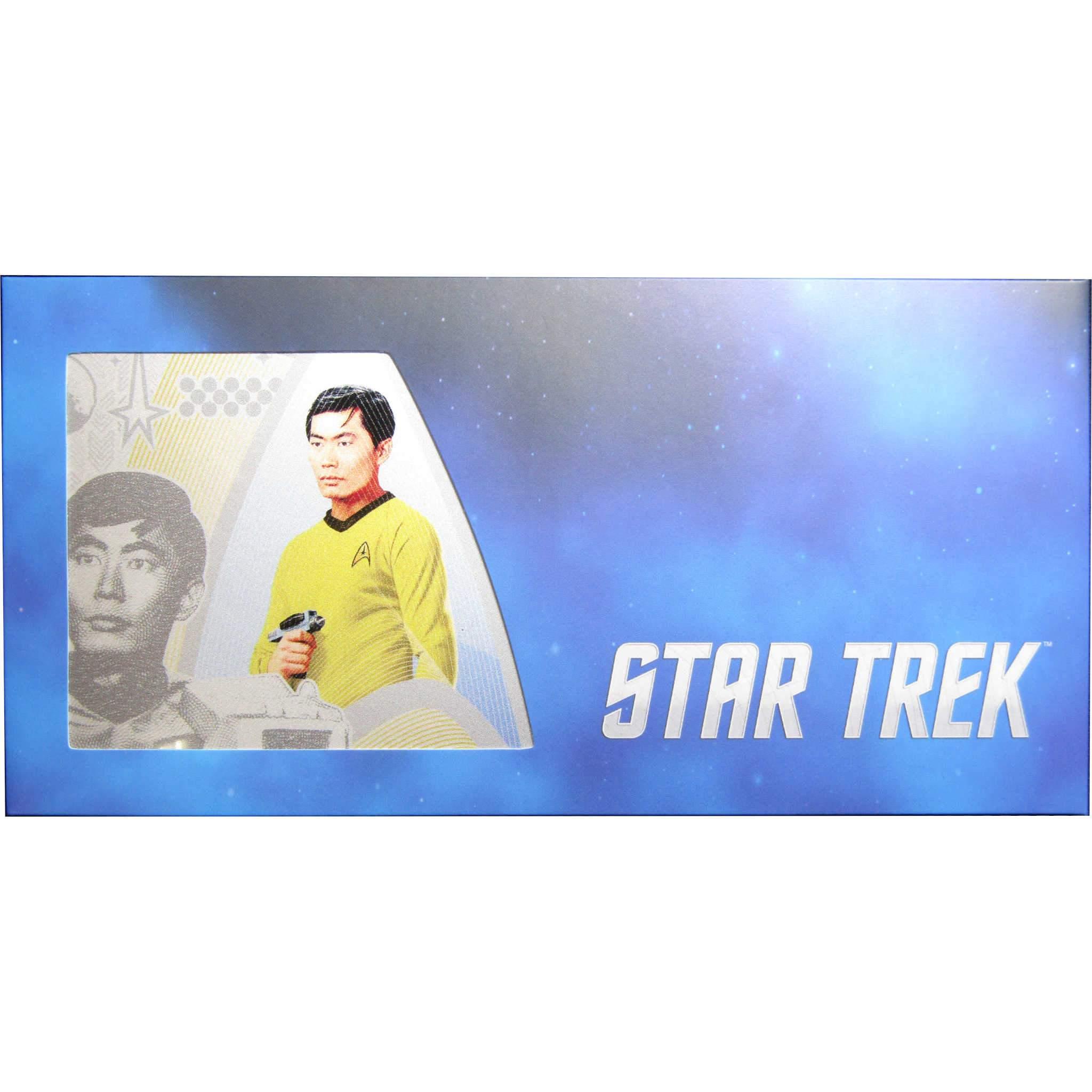 Star Trek Original Series Sulu 5g .999 Fine Silver $1 Coin Note 2018 Niue