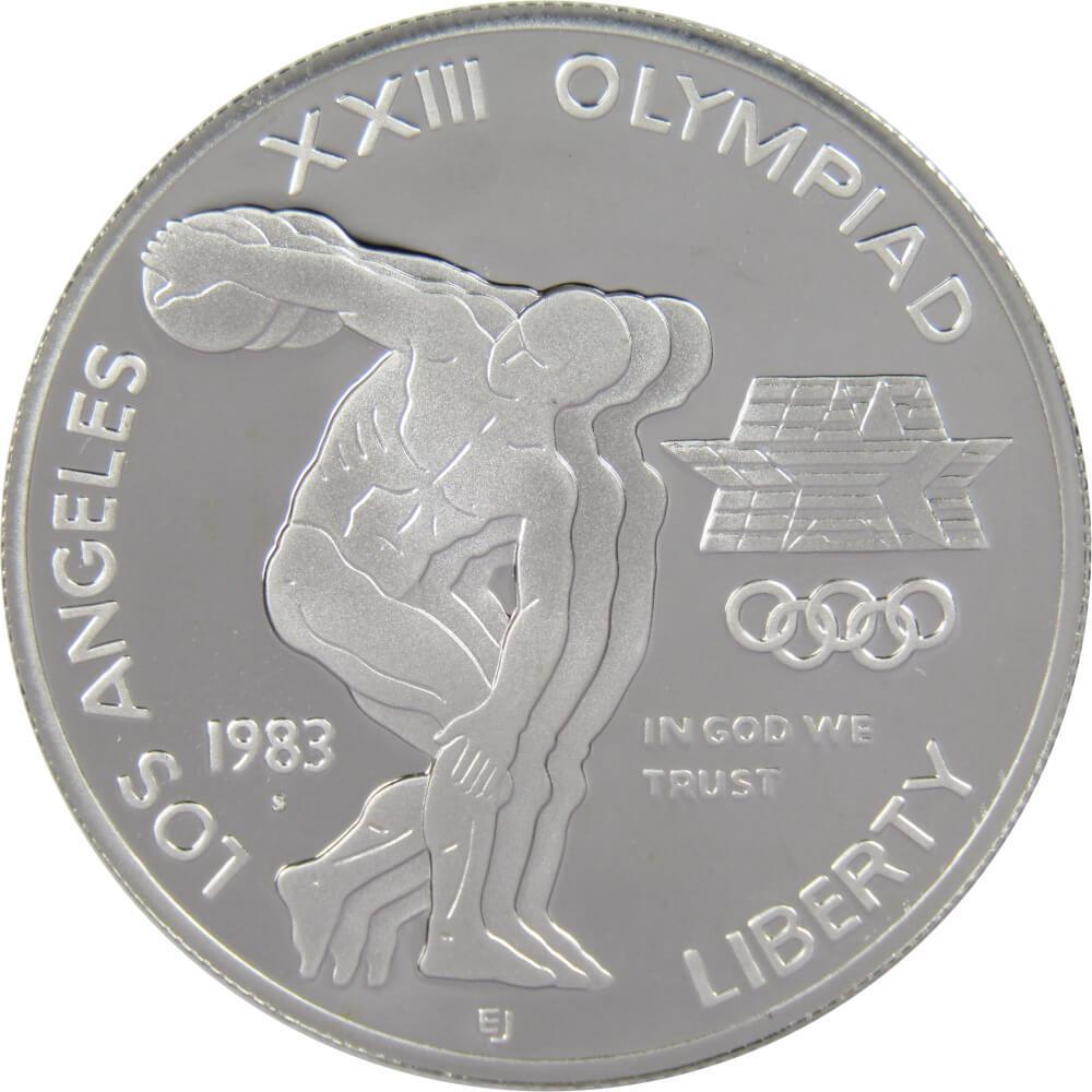 LA Olympiad Discus Thrower Commemorative 1983 S 90% Silver Dollar Proof $1 Coin
