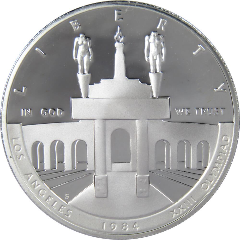 LA Olympiad Coliseum Commemorative 1984 S 90% Silver Dollar Proof $1 Coin
