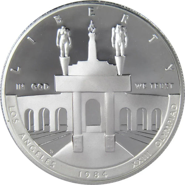 1984 S LA Olympiad Coliseum Commemorative Silver Dollar Proof $1 Coin
