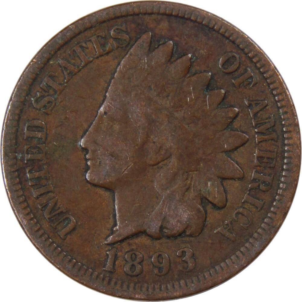 1893 Indian Head Cent Bronze Penny 1c Coin Collectible