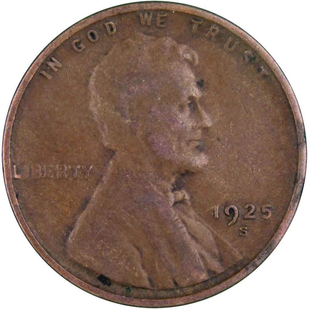 1925 S Lincoln Wheat Cent VG Very Good Bronze Penny 1c Coin Collectible