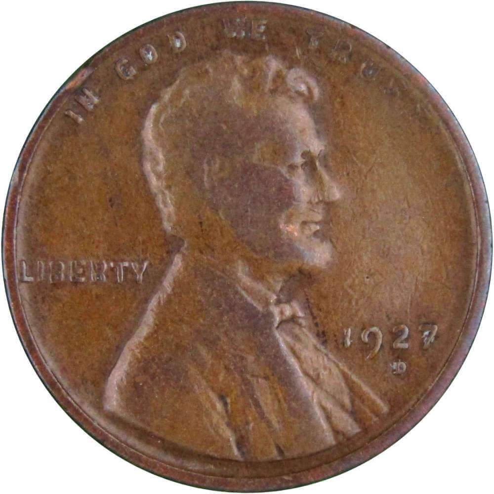 1927 D Lincoln Wheat Cent F Fine Bronze Penny 1c Coin Collectible
