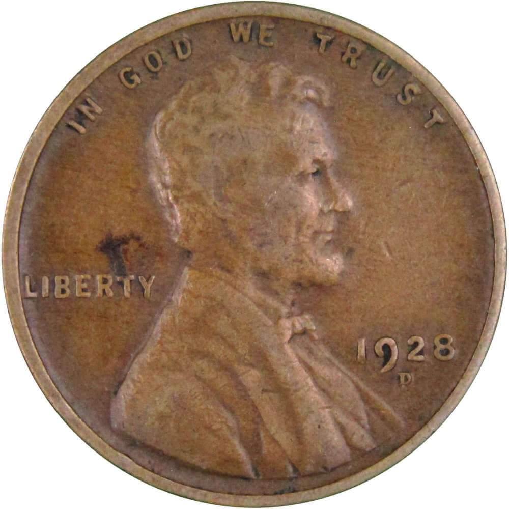 1928 D Lincoln Wheat Cent F Fine Bronze Penny 1c Coin Collectible