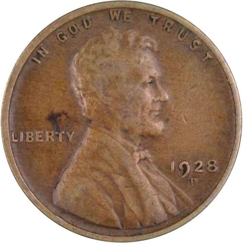 1928 D Lincoln Wheat Cent F Fine Bronze Penny 1c Coin Collectible - Lincoln Cent - Profile Coins &amp; Collectibles