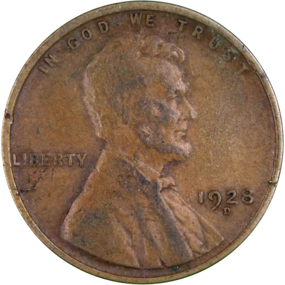 1928 D Lincoln Wheat Cent VF Very Fine Bronze Penny 1c Coin Collectible