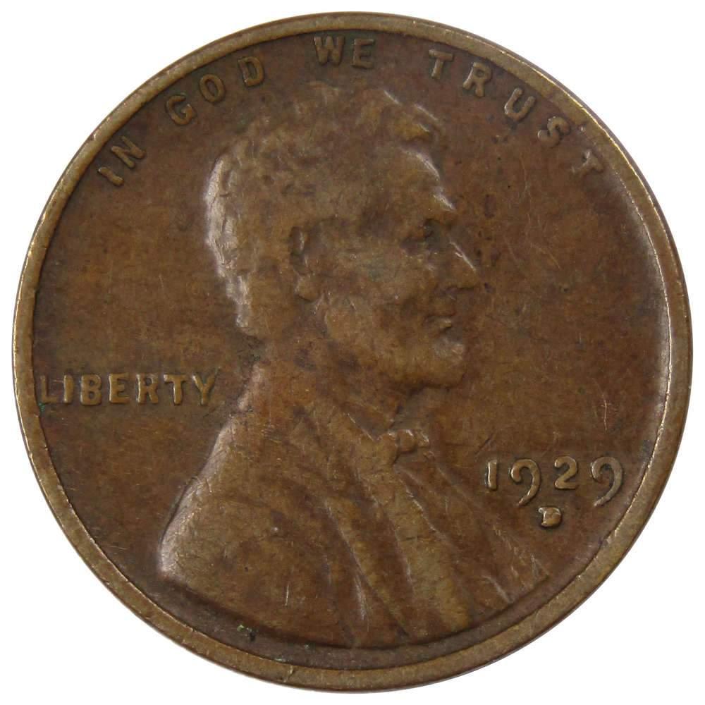 1929 D Lincoln Wheat Cent F Fine Bronze Penny 1c Coin Collectible