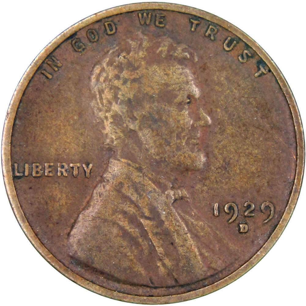 1929 D Lincoln Wheat Cent VF Very Fine Bronze Penny 1c Coin Collectible