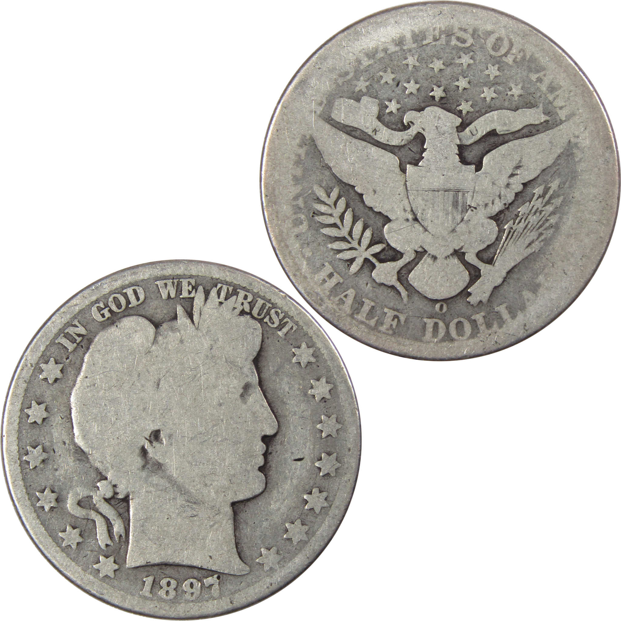 1897 O Barber Half Dollar AG About Good 90% Silver 50c SKU:I5