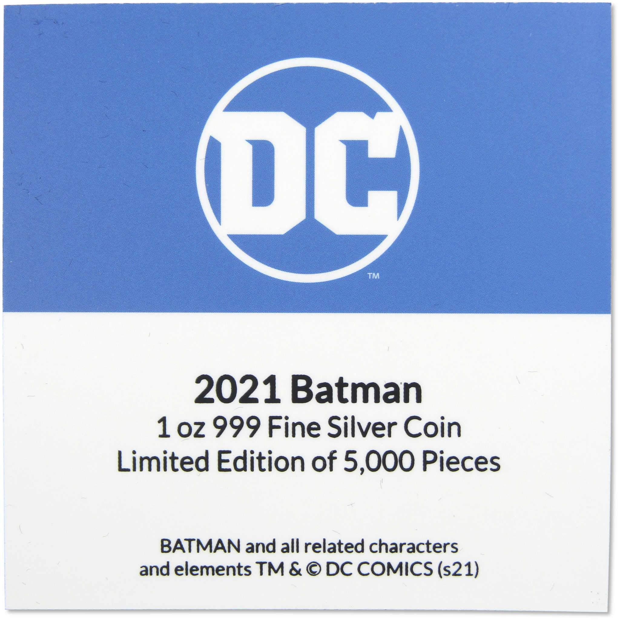 DC Batman Logo 1 oz .999 Fine Silver $2 Colorized Proof Coin 2021 Niue COA