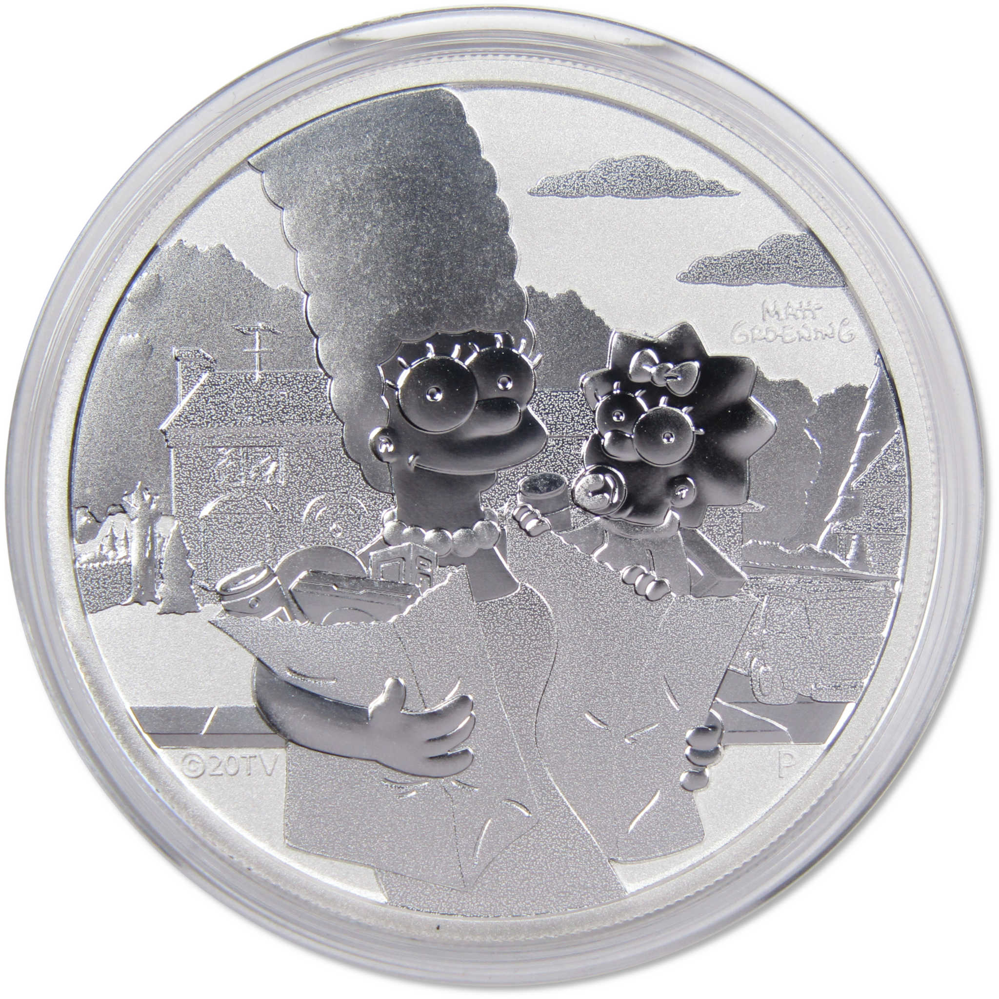 The Simpsons Marge & Maggie BU 1 oz .9999 Fine Silver $1 Coin 2021 Tuvalu