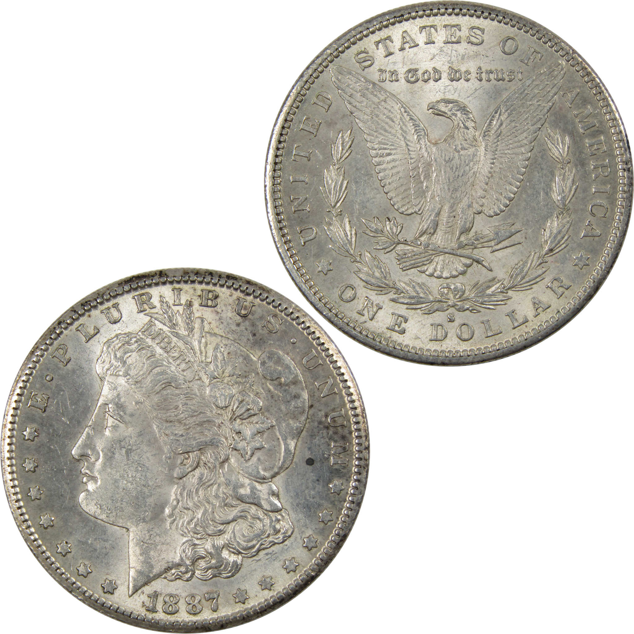 1887 S Morgan Dollar Borderline Uncirculated 90% Silver $1 SKU:I7380 - Morgan coin - Morgan silver dollar - Morgan silver dollar for sale - Profile Coins &amp; Collectibles