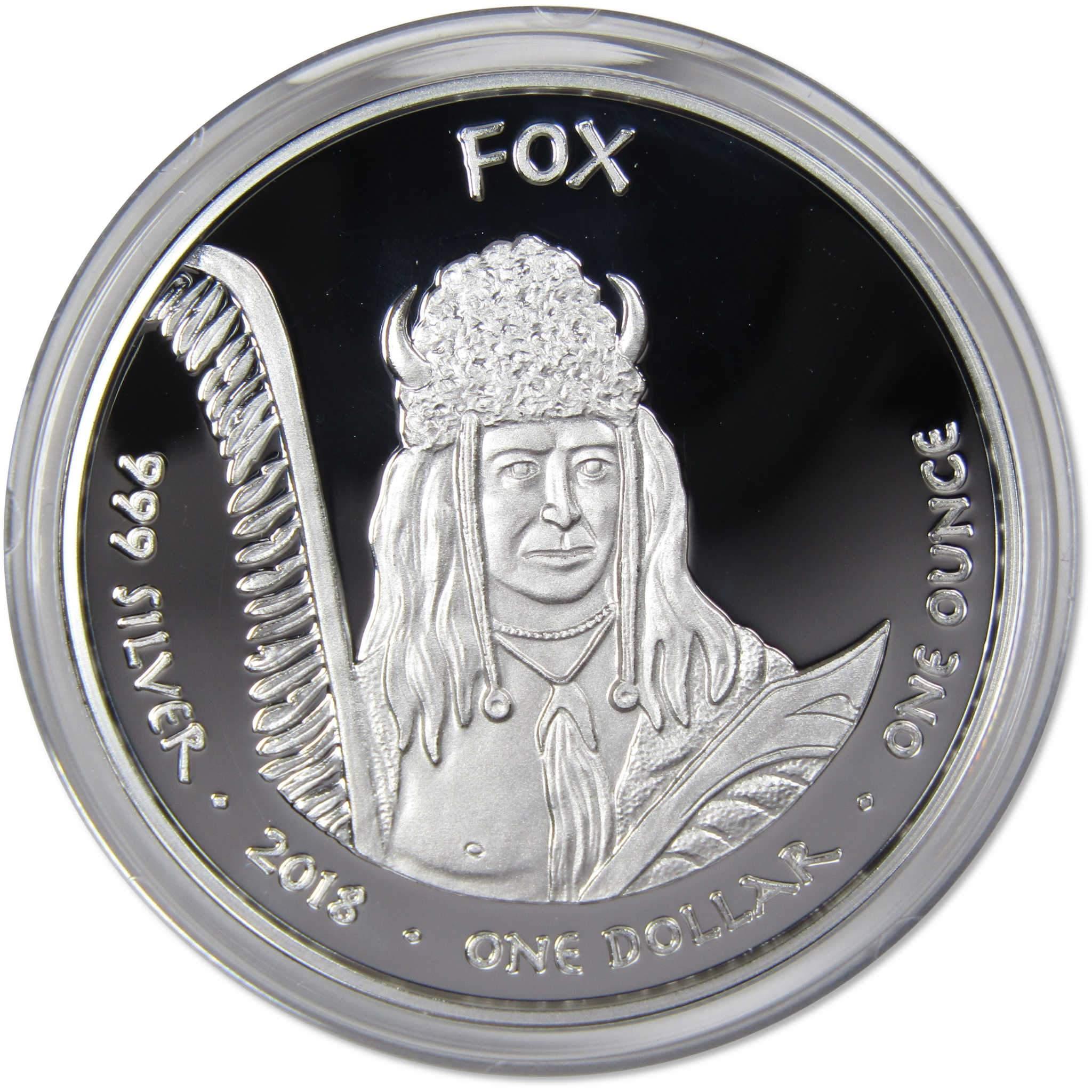 2018 Native American Jamul Fox Iowa Rabbit 1 oz .999 Fine Silver $1 Proof Coin