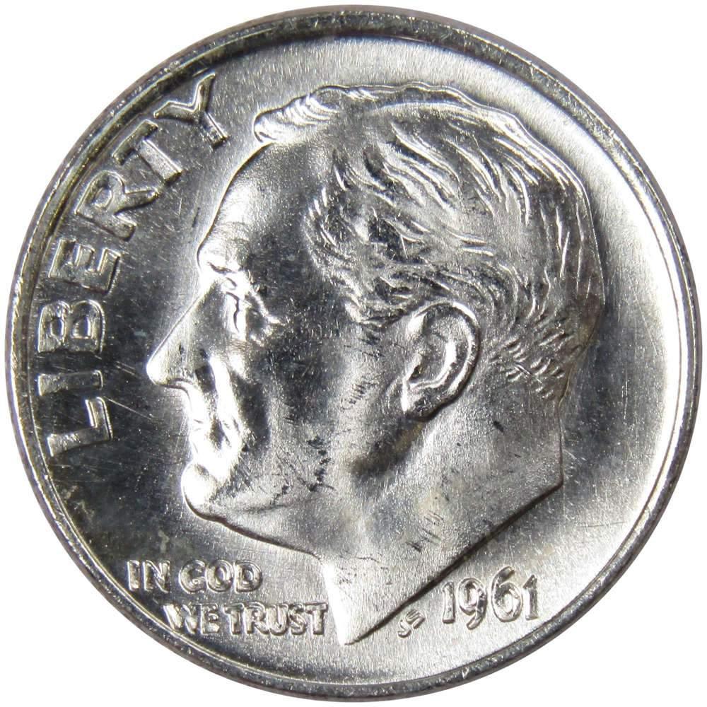 1961 Roosevelt Dime BU Uncirculated Mint State 90% Silver 10c US Coin