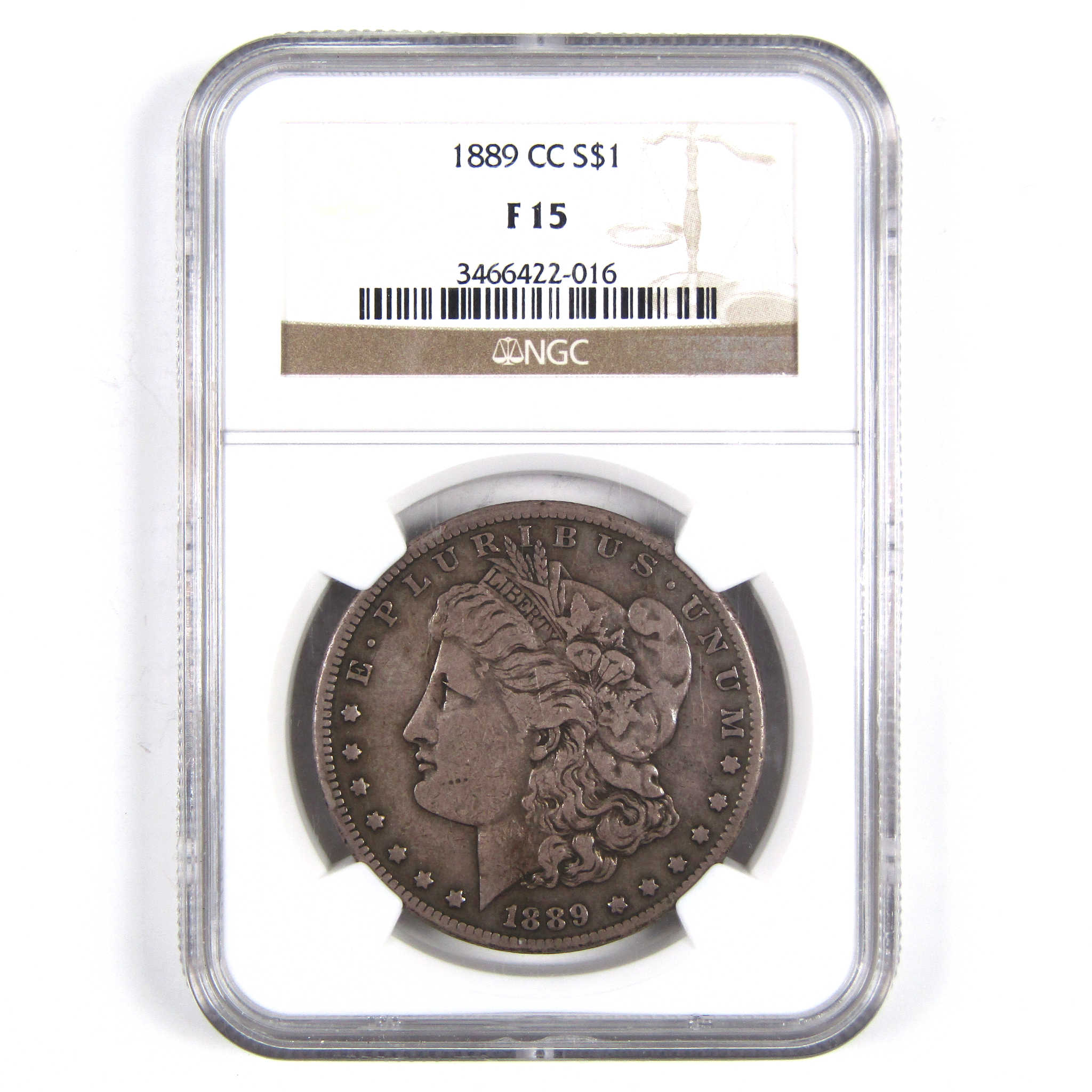 1889 CC Morgan Dollar F 15 NGC 90% Silver US Coin SKU:I2853 - Morgan coin - Morgan silver dollar - Morgan silver dollar for sale - Profile Coins &amp; Collectibles