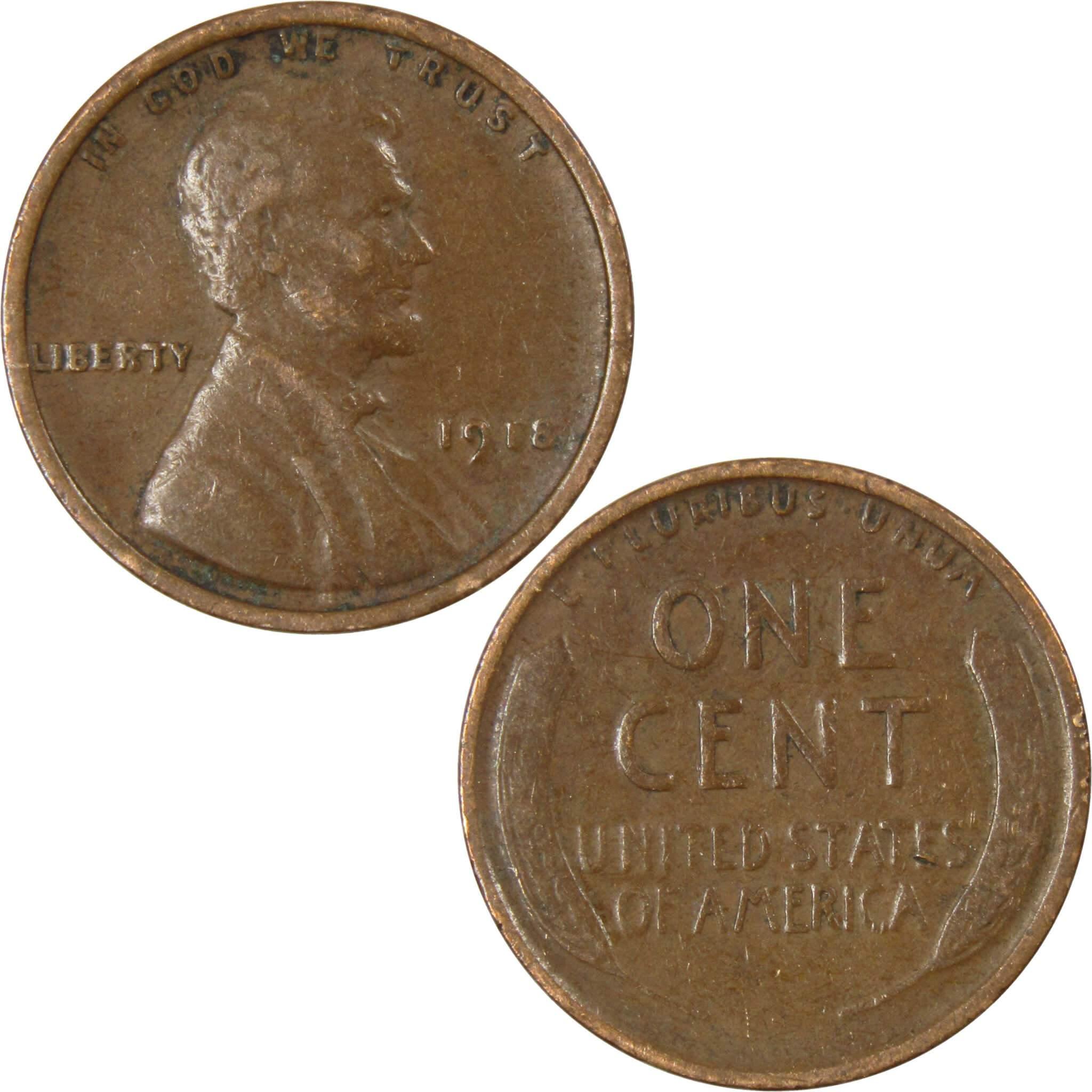 1918 Lincoln Wheat Cent AG About Good Bronze Penny 1c Coin Collectible