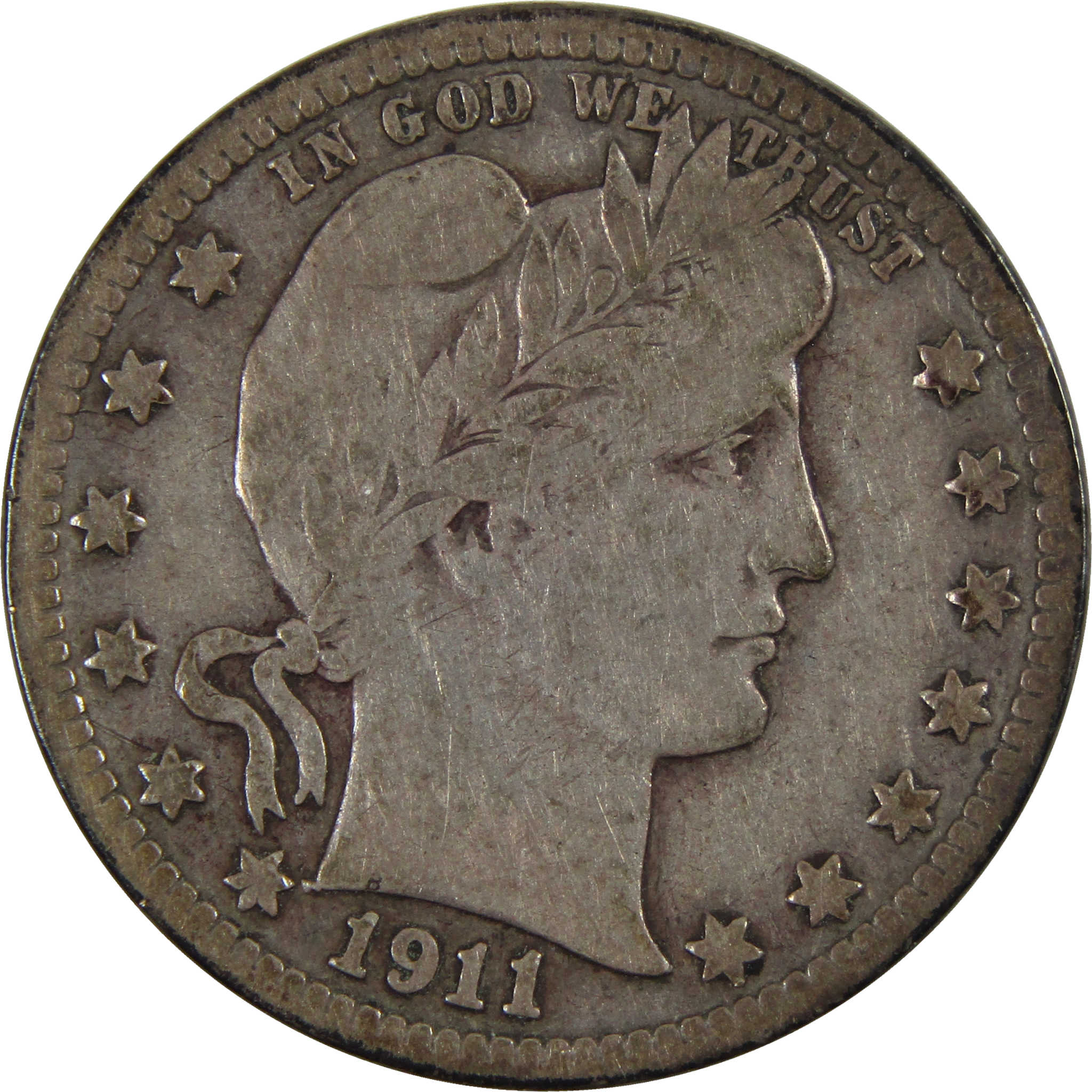 1911 D Barber Quarter F Fine 90% Silver 25c US Type Coin SKU:I3735