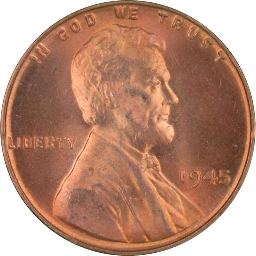1945 Lincoln Wheat Cent BU Uncirculated Mint State Bronze Penny 1c Coin