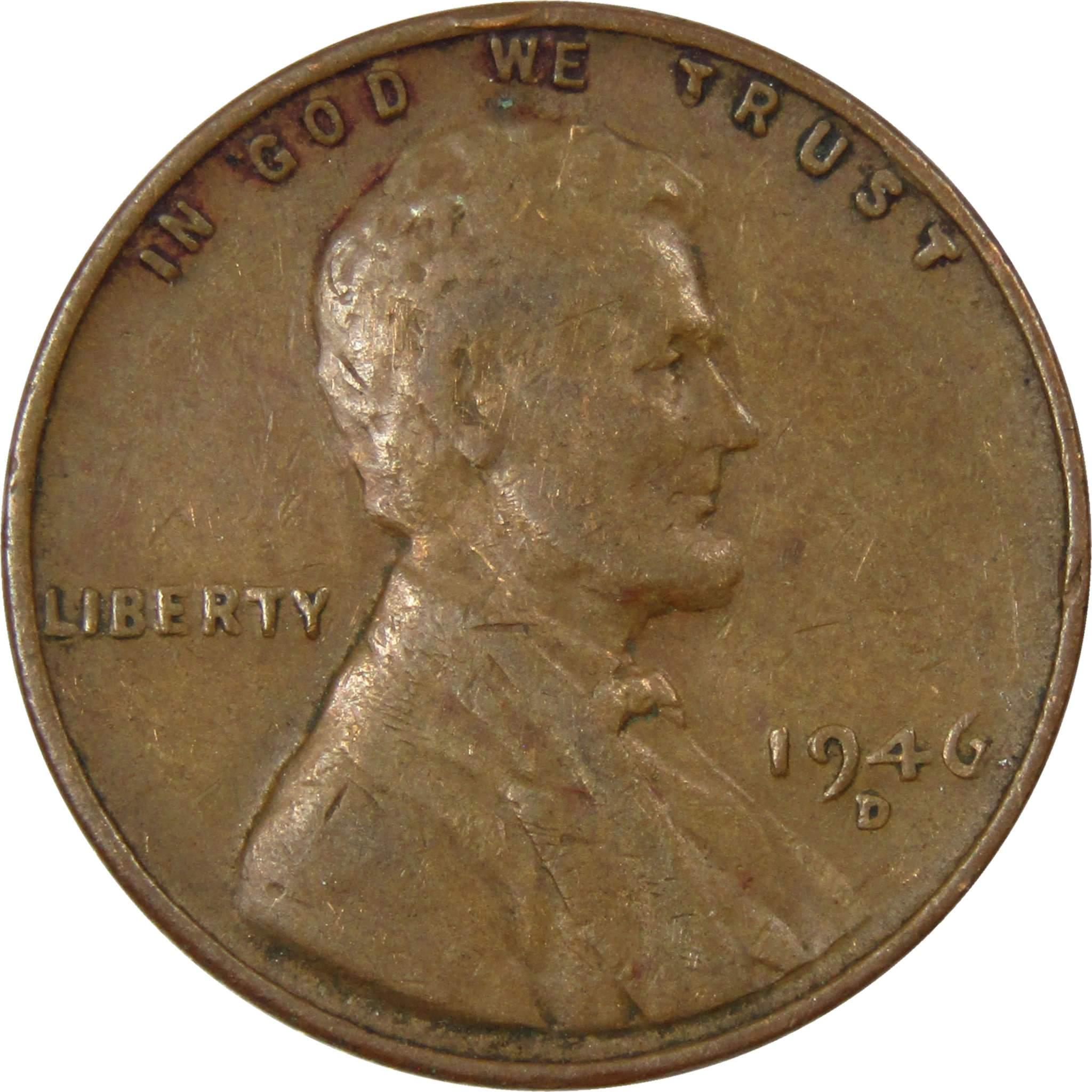 1946 D Lincoln Wheat Cent AG About Good Bronze Penny 1c Coin Collectible